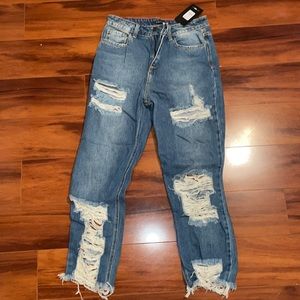 Fashion Ripped Mom Jeans Front and Back